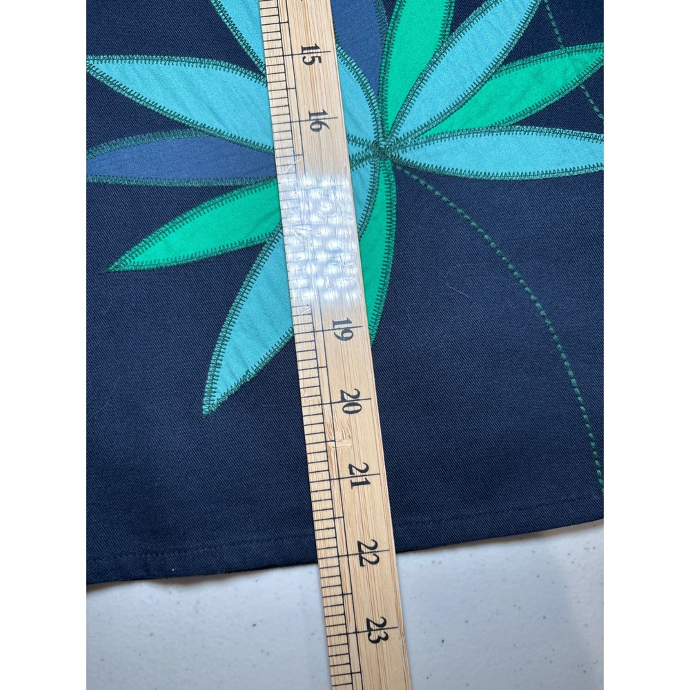 Boden Navy Tropical Palm Leaf Print A-Line Mini Skirt 8 Cotton Career Applique - Picture 8 of 9